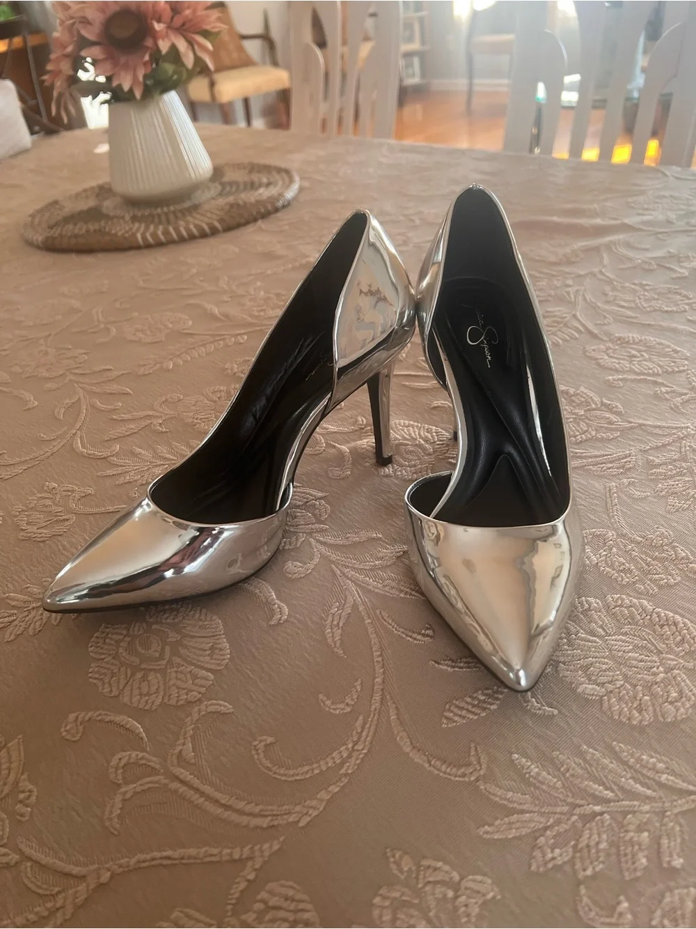 Jessica Simpson Metallic Silver Pointed-Toe Stiletto Pumps